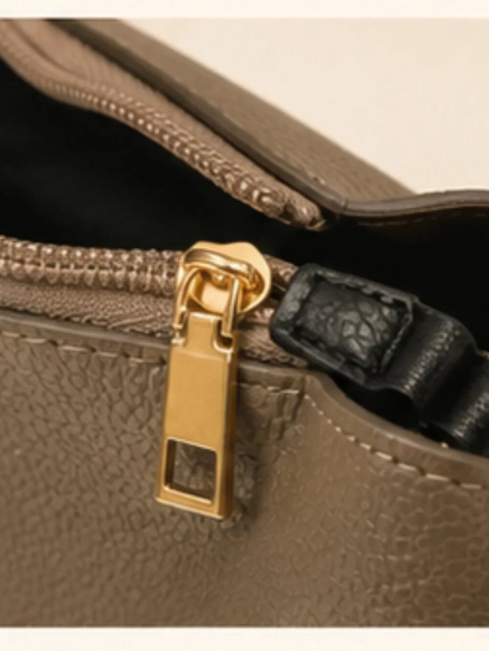 Minimalist Olive Gray Like Dreams Pebbled Satchel Crossbody Bag Gold Hardware